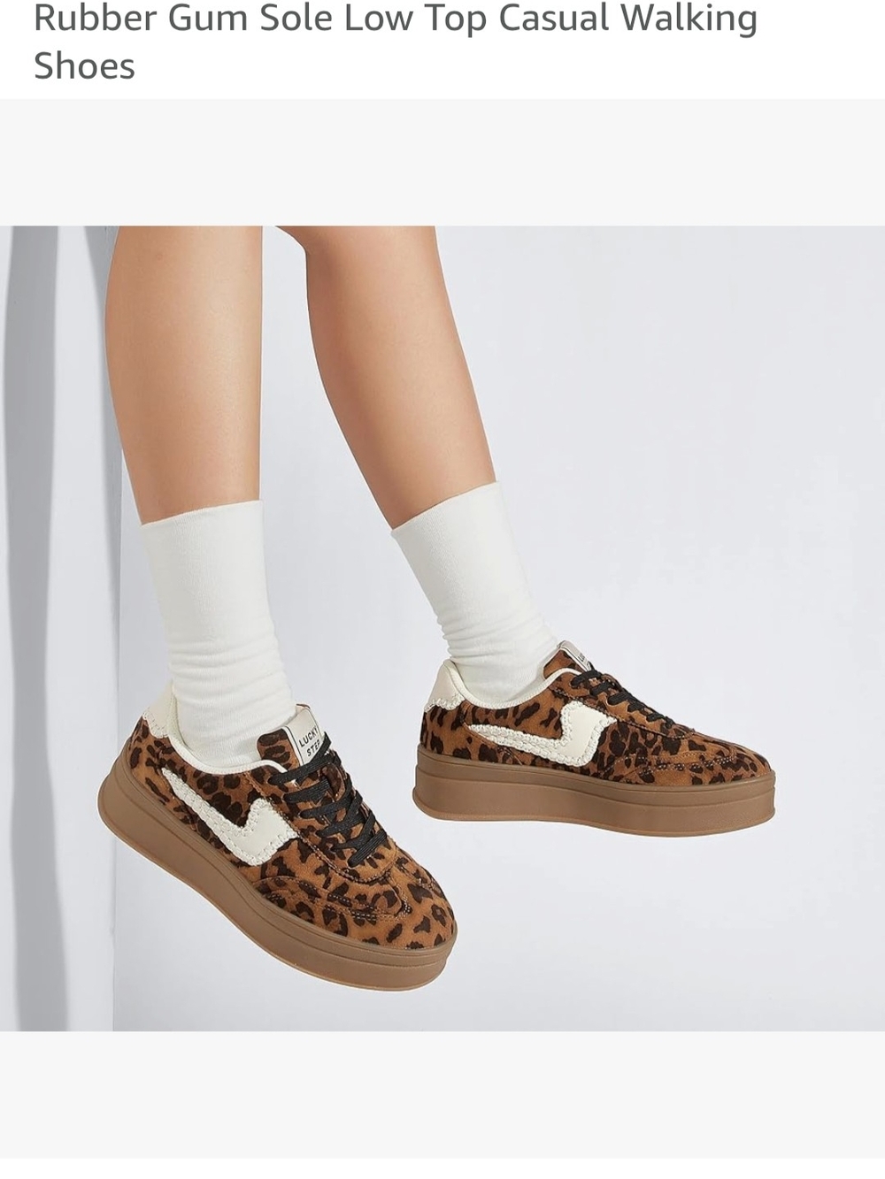 Leopard Print Casual Platform Sneakers - Brown